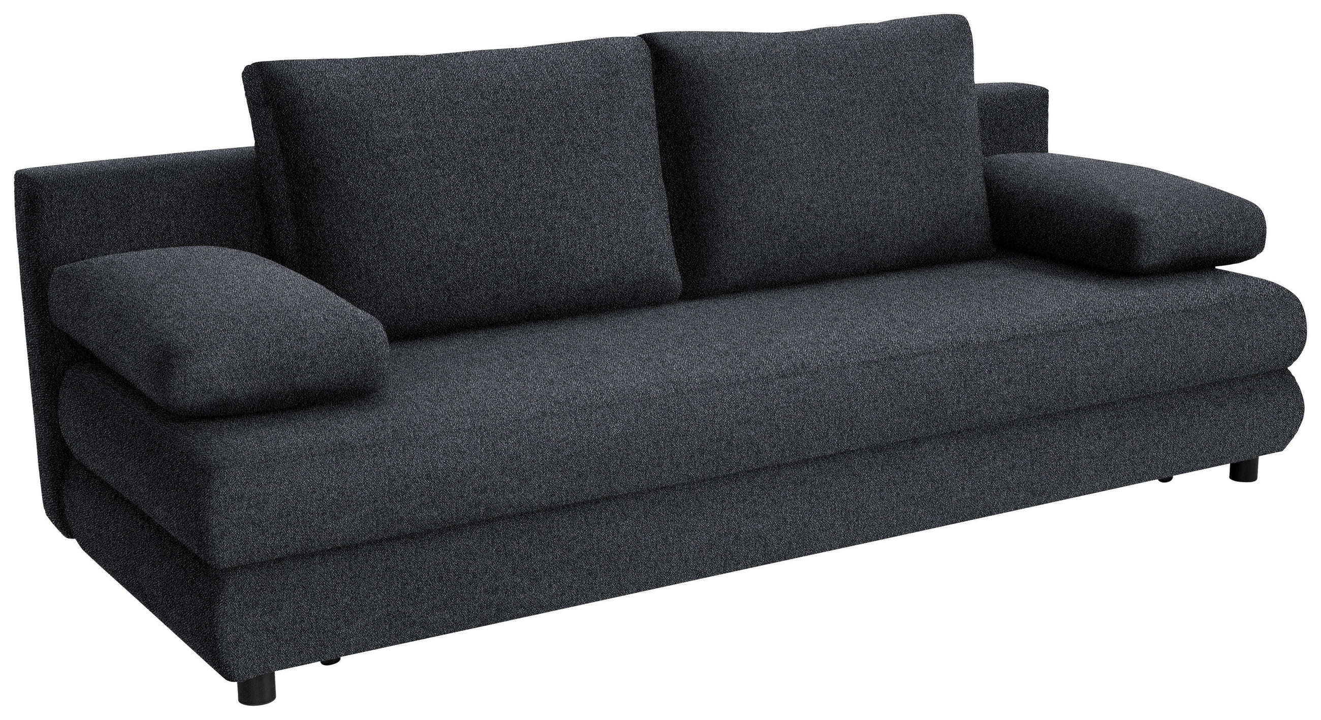 SCHLAFSOFA Webstoff Dunkelgrau  - Dunkelgrau/Schwarz, Design, Kunststoff/Textil (197/77/81cm) - home24