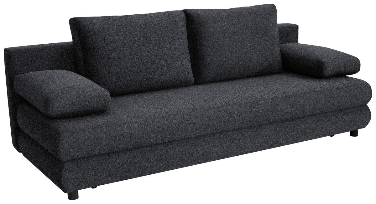 SCHLAFSOFA Webstoff Dunkelgrau  - Dunkelgrau/Schwarz, Design, Kunststoff/Textil (197/77/81cm) - home24