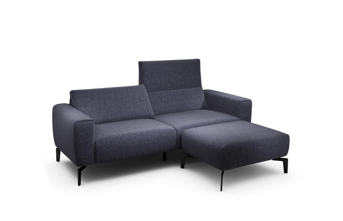 2,5-Sitzer inkl. Hocker Chenille Blau  - Blau/Schwarz, Design, Textil/Metall (220/86/86-94cm) - SENSOO