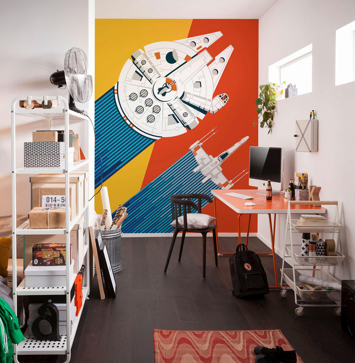 FOTOTAPETE WINGMAN BACK TO 70S  - Blau/Gelb, Design, Textil (200/250cm) - Star Wars