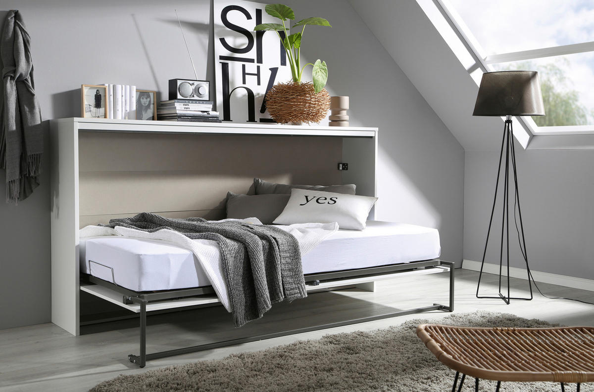 KLAPPBETT 90/200 cm Weiss  - Weiss/Dunkelgrau, Design, Holz/Holzwerkstoff (90/200cm) - Xora