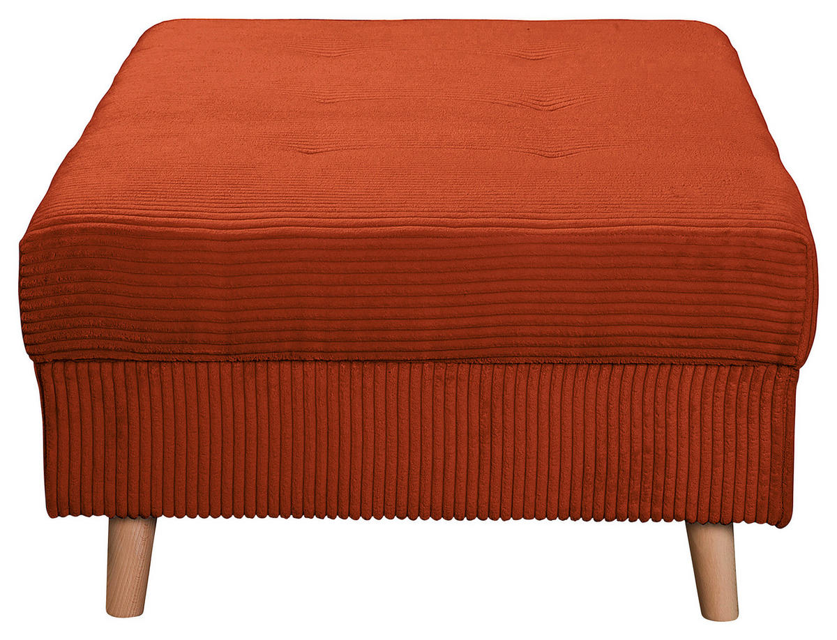 ECKSOFA inkl. Hocker Ariella in Cord Rostfarben  231/161 cm  - Rostfarben/Naturfarben, Design, Holz/Textil (231/161cm) - Livetastic