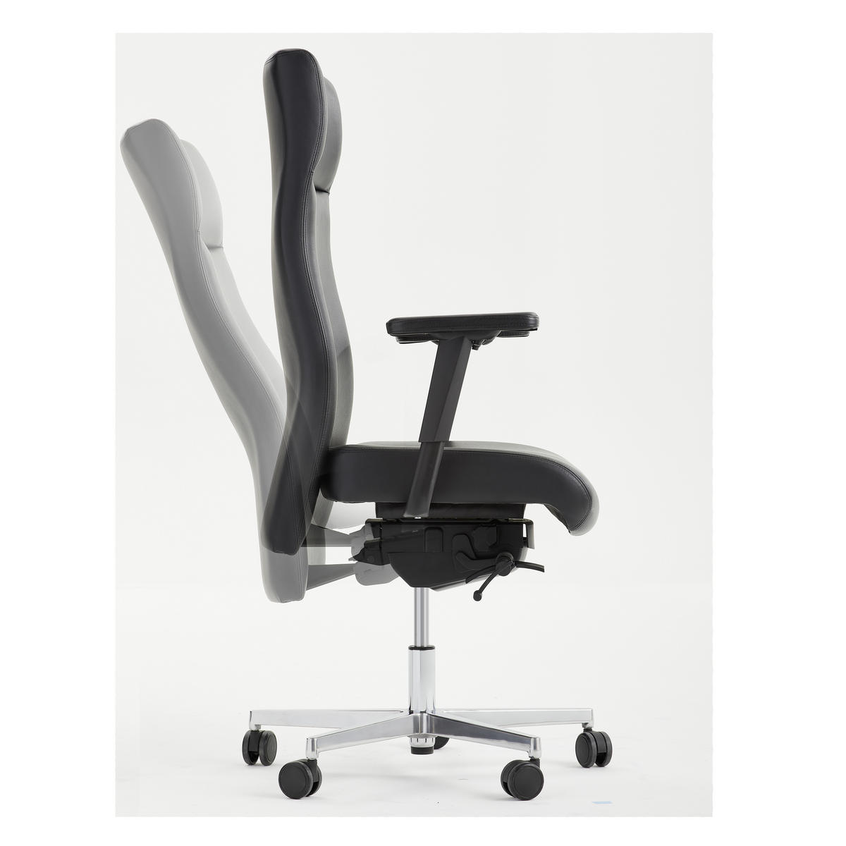 CHEFSESSEL Schwarz  - Schwarz, Design, Leder/Kunststoff (80/115-124/80cm) - Topstar