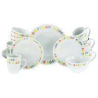 KOMBISERVICE 20-teilig 4 Personen Multicolor Happy Birthday  - Multicolor, Basics, Keramik - Creatable