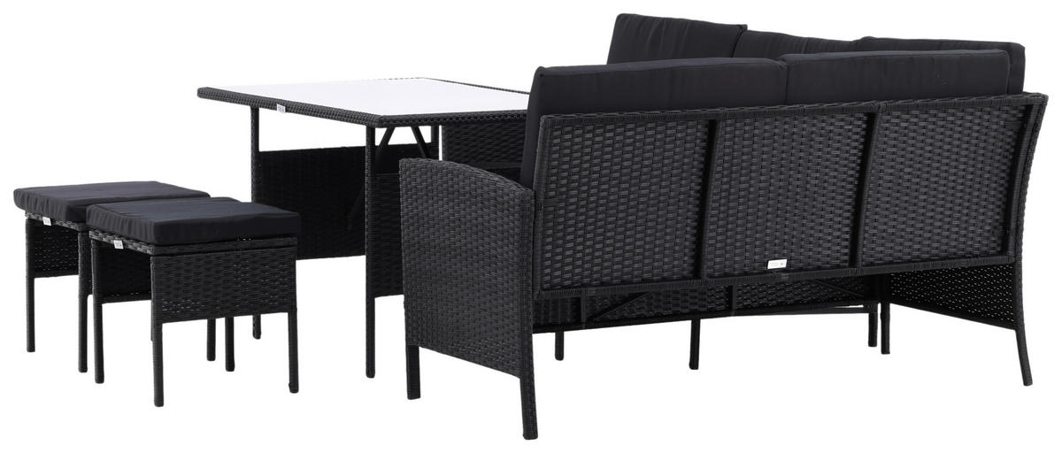 DINING-LOUNGESET  - Schwarz, KONVENTIONELL, Kunststoff - Gardenson
