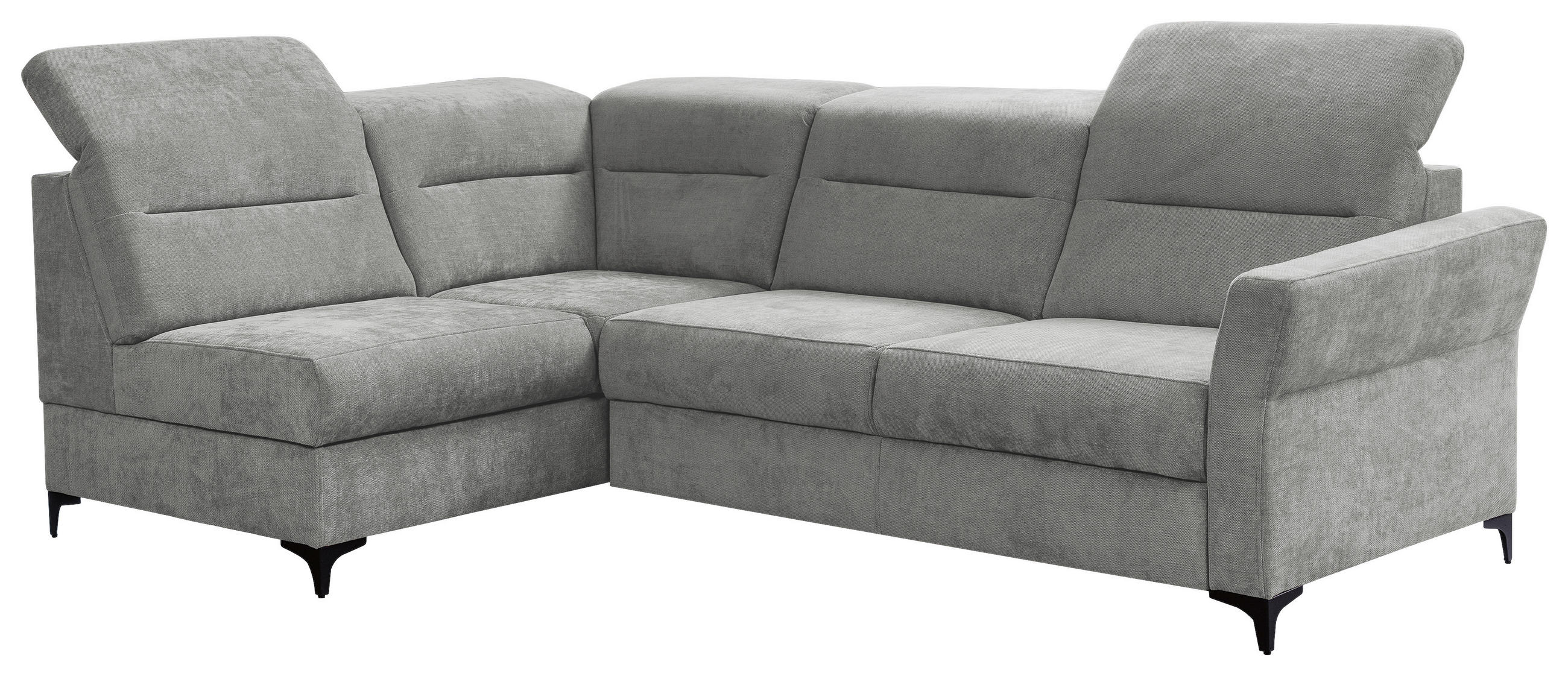 Ecksofa inkl. Funktionen Grau Webstoff  - Schwarz/Grau, KONVENTIONELL, Textil/Metall (177/272cm) - Stylife