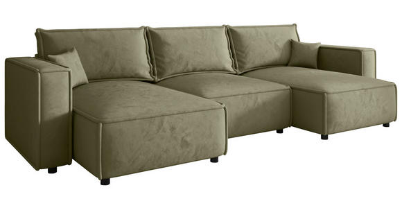WOHNLANDSCHAFT Senfgelb Webstoff  - Senfgelb/Schwarz, MODERN, Kunststoff/Textil (153/350/153cm) - Xora