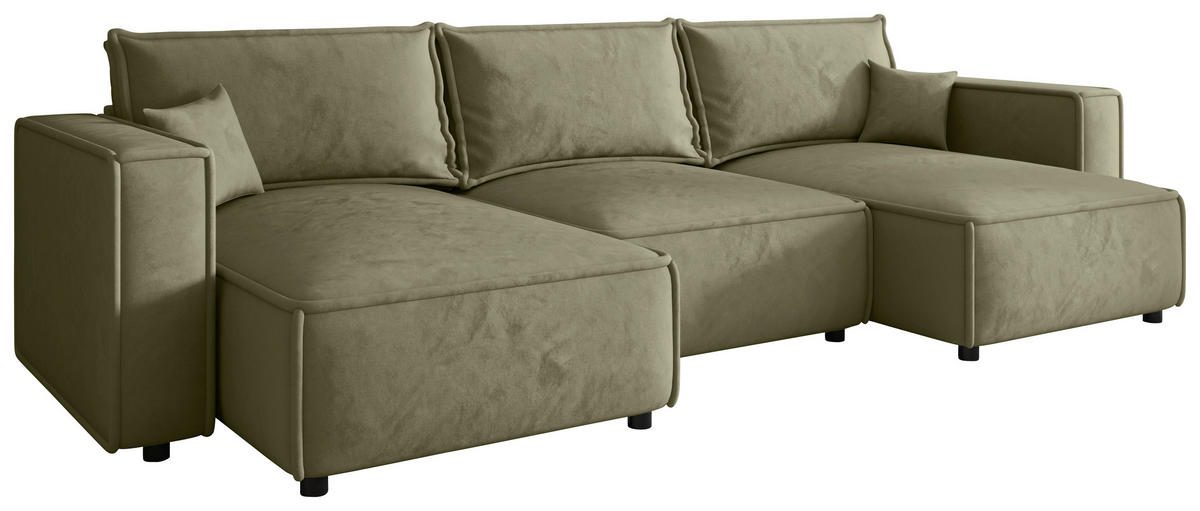 WOHNLANDSCHAFT Senfgelb Webstoff  - Senfgelb/Schwarz, MODERN, Kunststoff/Textil (153/350/153cm) - Xora