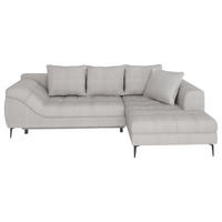 ECKSOFA Hellgrau Cord  - Hellgrau/Schwarz, Design, Kunststoff/Textil (177/276cm) - MID.YOU