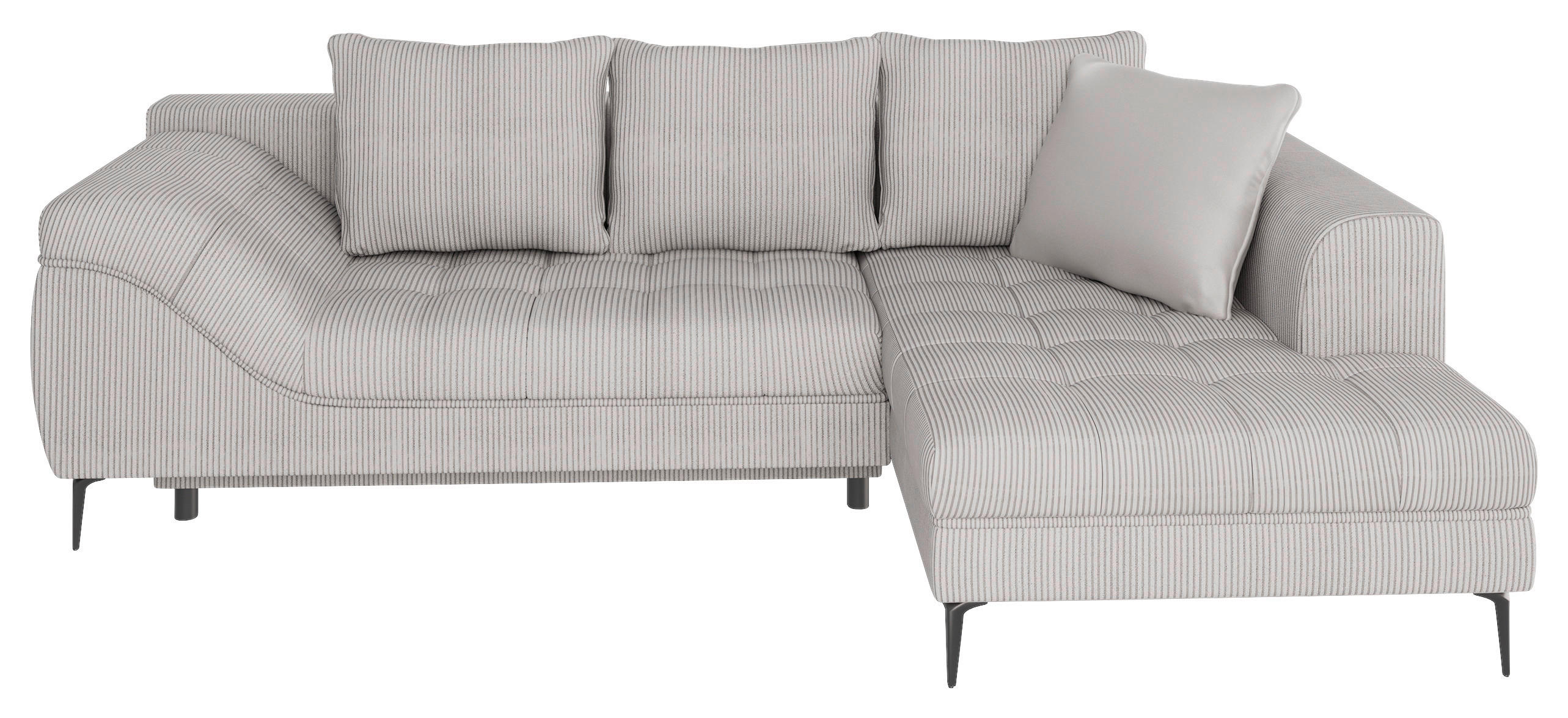 Thumbnail - Mid.you Ecksofa, Hellgrau, Textil, 3-Sitzer, Füllung: Schaumstoffflocken, Ottomane rechts, L-Form, 276x177 cm, Made in E...