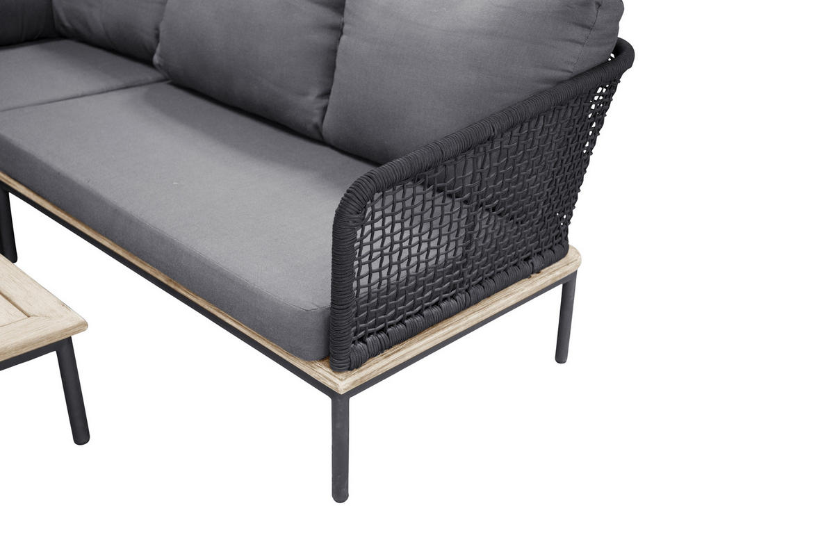 LOUNGEGARNITUR   90/60/27 cm  - Schwarz, KONVENTIONELL, Kunststoff (90/60/27cm) - Gardenson