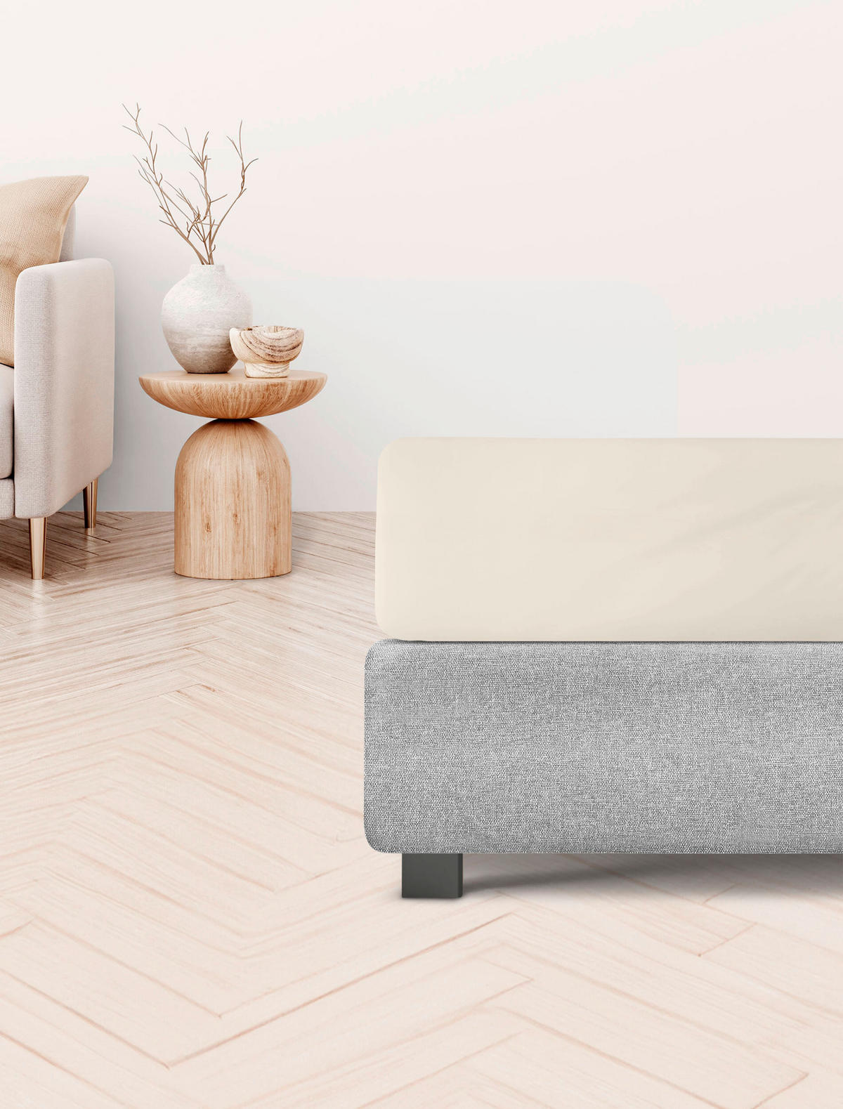 SPANNBETTTUCH Jersey  - Creme, KONVENTIONELL, Textil (140-160/200cm) - Irisette