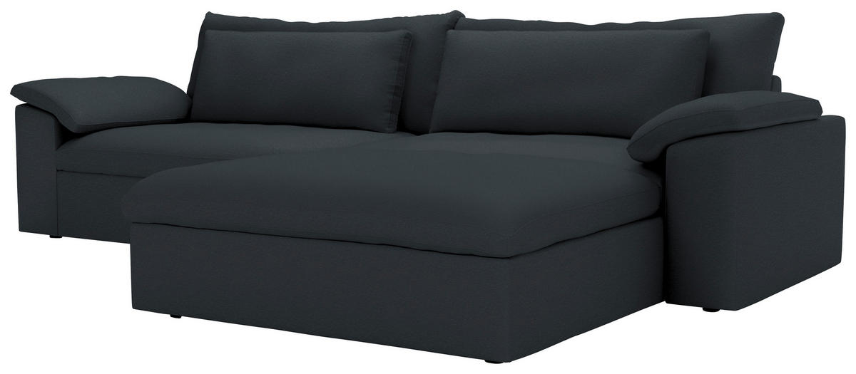 ECKSOFA 306/198 cm  in Chenille Dunkelgrau Rückenkissen, Nierenkissen, Armlehnenkissen, Rücken echt  306/198 cm  - Dunkelgrau/Schwarz, MODERN, Kunststoff/Textil (306/198cm) - Carryhome