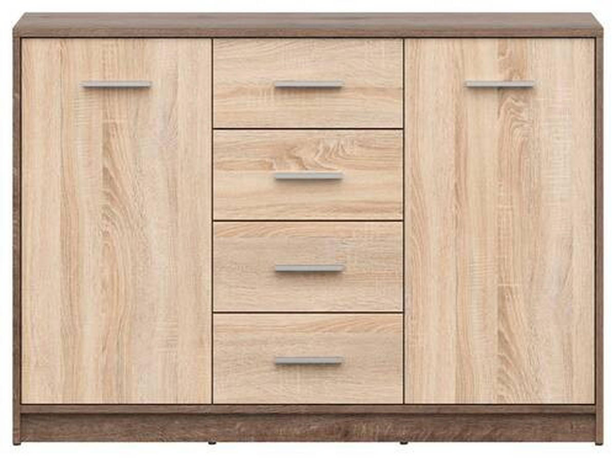 KOMMODE  in 118,5/84/34 cm  - Eichefarben/Silberfarben, Design, Holzwerkstoff/Kunststoff (118,5/84/34cm)