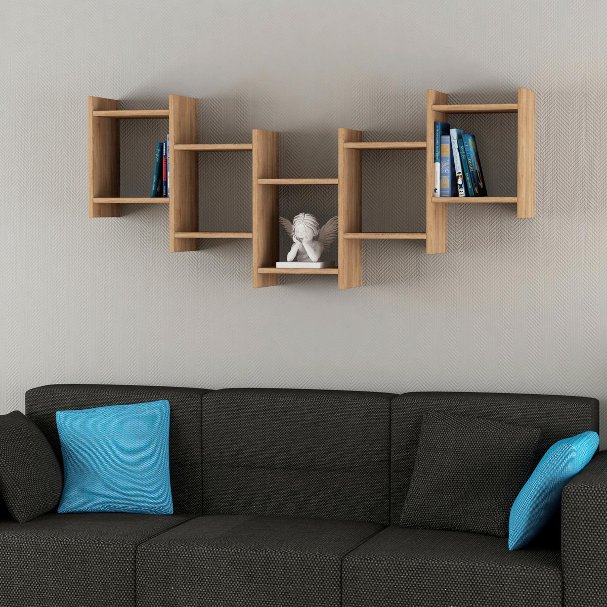 WANDREGAL 151/64/20 cm  - Eichefarben, Design, Holzwerkstoff (151/64/20cm) - Livetastic