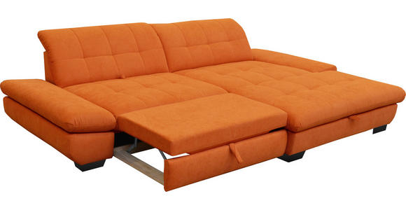 ECKSOFA  in Mikrofaser Orange  290/198 cm  - Schwarz/Orange, Design, Textil/Metall (290/198cm) - Xora