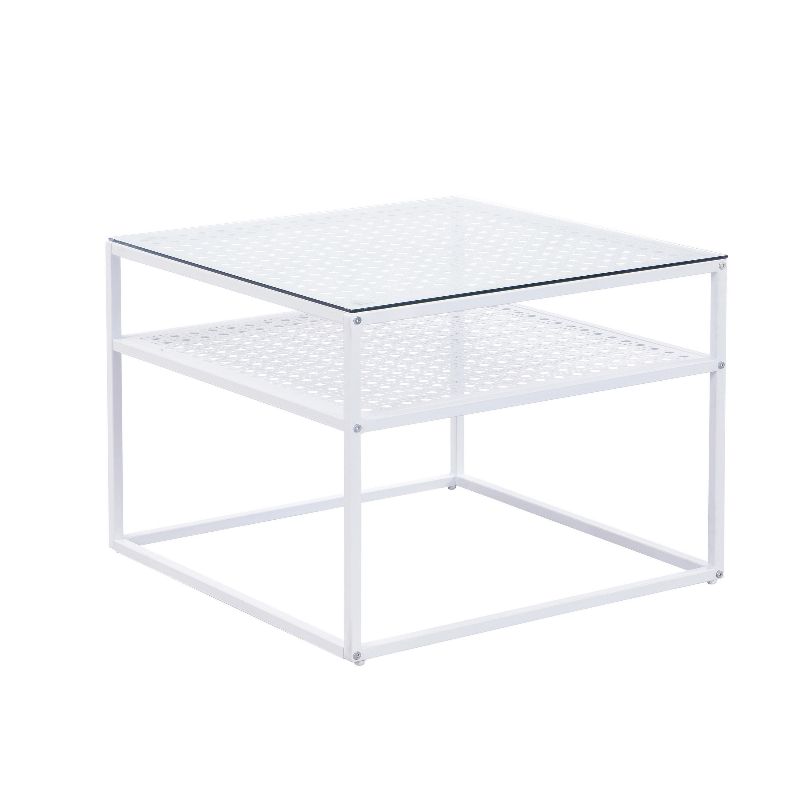 COUCHTISCH in Glas 60/60/45 cm  - Weiß, Design, Glas/Metall (60/60/45cm) - MID.YOU
