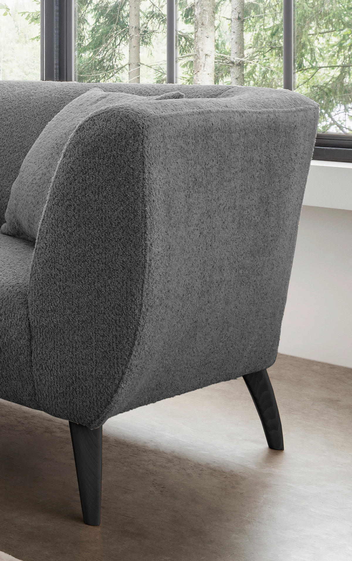 2-SITZER-SOFA in Bouclé Anthrazit  - Anthrazit/Schwarz, Modern, Holz/Textil (172/83/88cm) - MID.YOU