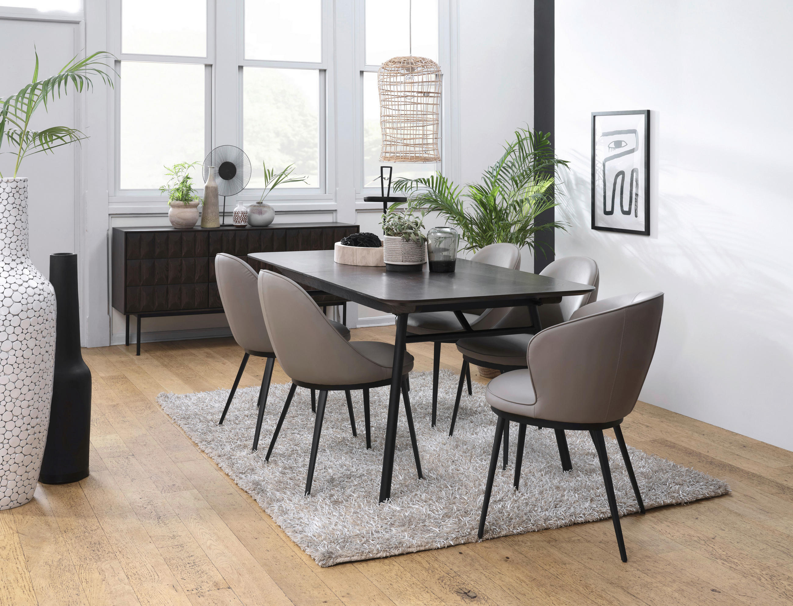 ESSTISCH Schwarz, Dunkelbraun rechteckig  ausziehbar  - Dunkelbraun/Schwarz, Trend, Holzwerkstoff/Metall (180-230/90/75cm) - Carryhome