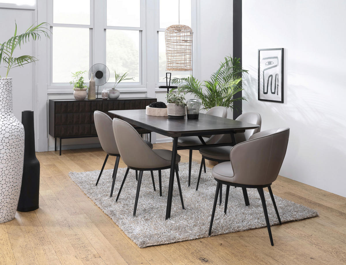 ESSTISCH Schwarz, Dunkelbraun rechteckig  ausziehbar  - Dunkelbraun/Schwarz, Trend, Holzwerkstoff/Metall (180-230/90/75cm) - Carryhome