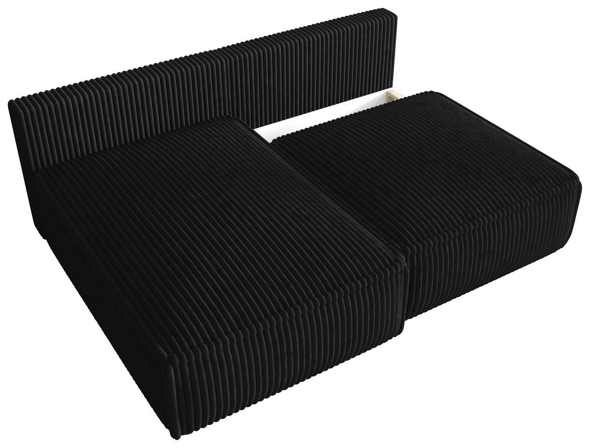 ECKSOFA Anthrazit Cord Zierkissen, Rückenkissen, Schlaffunktion, Rücken echt  - Anthrazit/Schwarz, MODERN, Kunststoff/Textil (153/200cm) - Xora