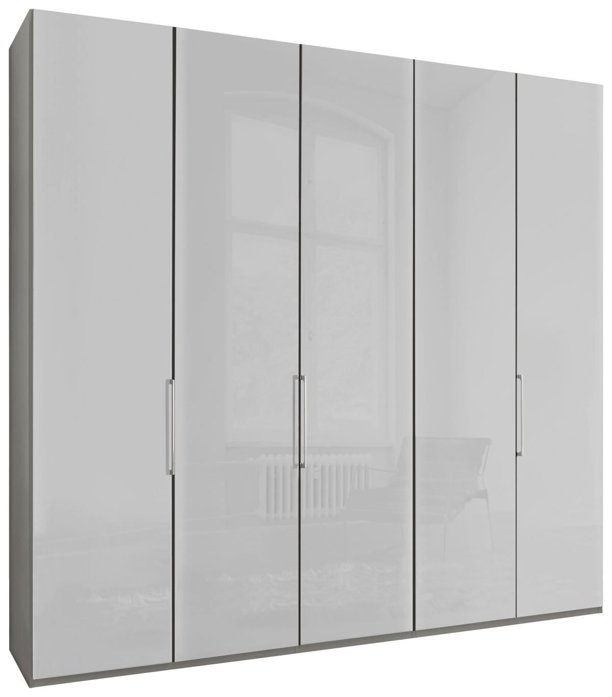 FALTTÜRENSCHRANK 250/216/58 cm 3-türig Grau, Weiß  - Chromfarben/Weiß, KONVENTIONELL, Glas/Holzwerkstoff (250/216/58cm) - Dieter Knoll