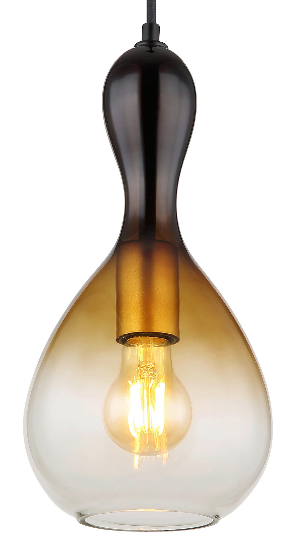HÄNGELEUCHTE 16,5/120 cm    - Klar/Goldfarben, Design, Glas/Textil (16,5/120cm) - Globo