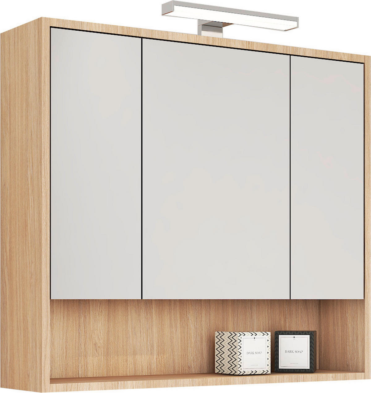 ELEMENT Z OGLEDALOM - barve hrasta, Moderno, leseni material (100/74/22cm) - Ti'me