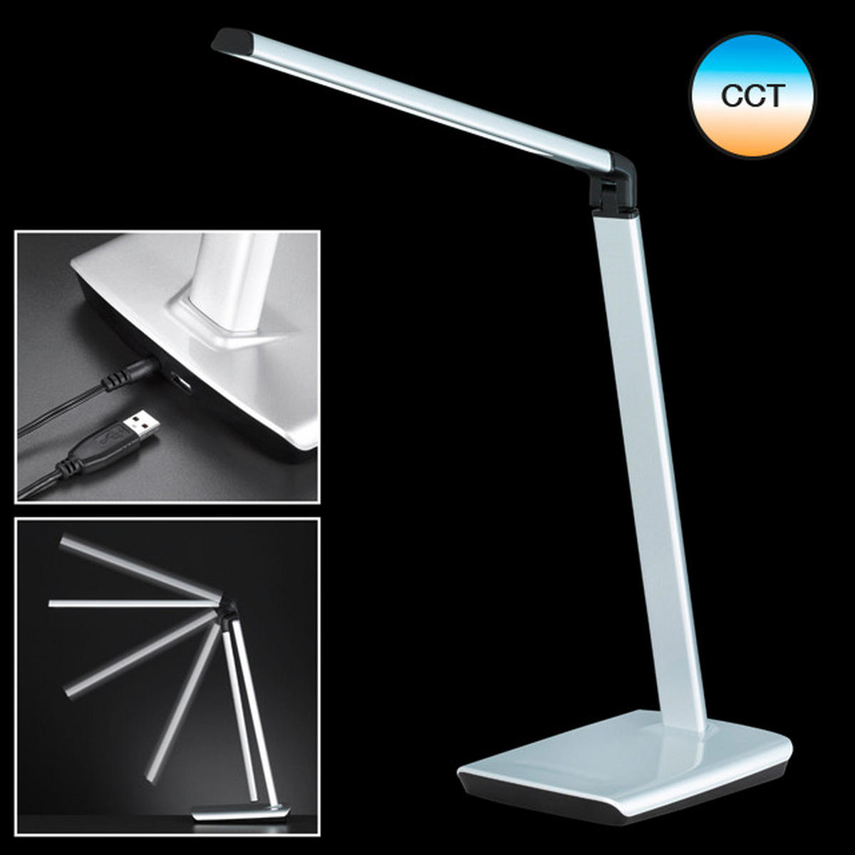 LED-SCHREIBTISCHLEUCHTE - Silberfarben, Basics, Metall (20/16/79cm) - Fischer & Honsel