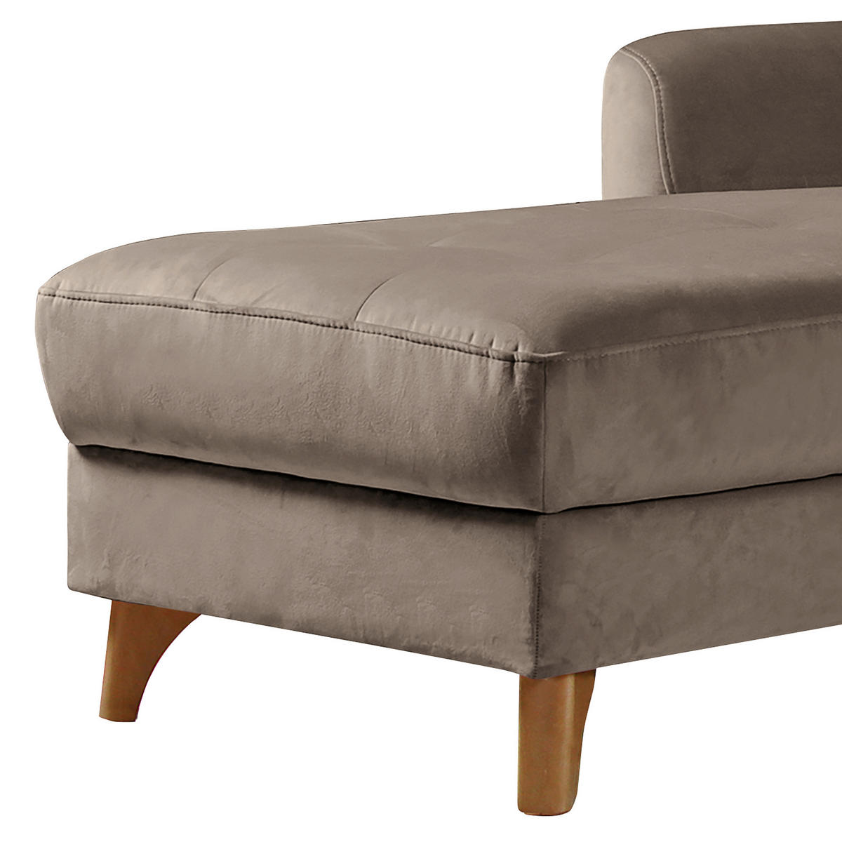 ECKSOFA Beige Samt Bettkasten, Schlaffunktion, Liegefläche im Originalstoff  - Beige/Buchefarben, Design, Holz/Textil (168/238cm) - Livetastic