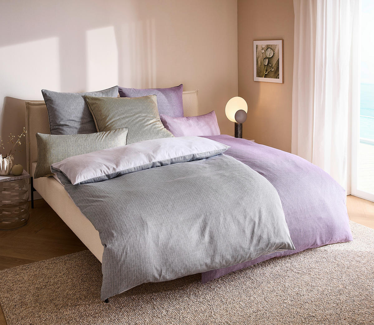 WENDEBETTWÄSCHE 2-teilig Satin 155/220 cm  - Silberfarben, Textil (155/220cm) - Bio:Vio