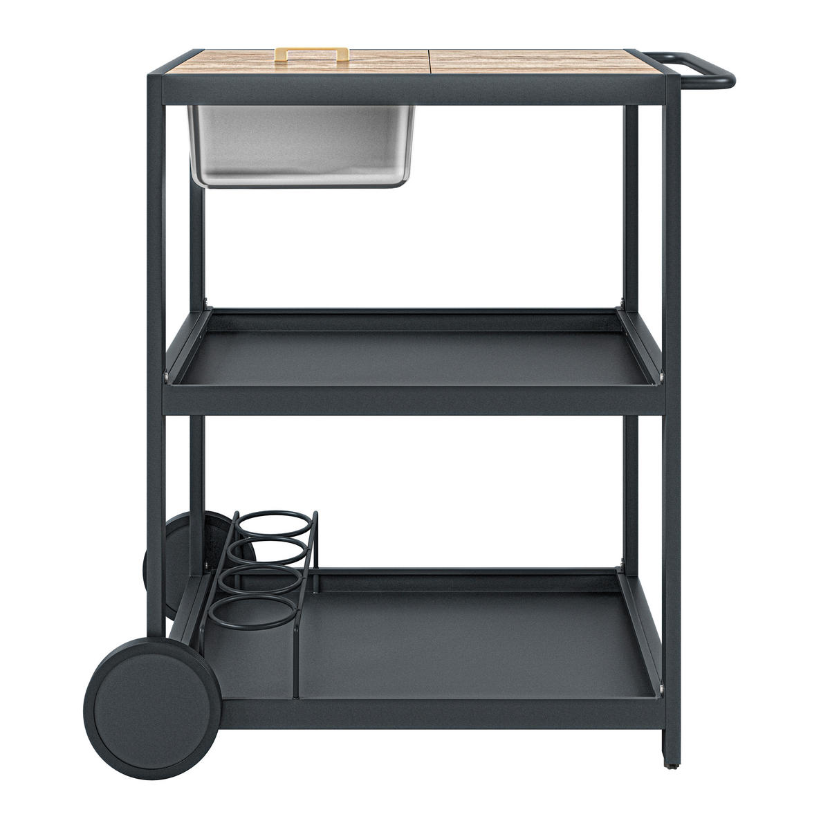 CĂRUCIOR SERVIRE DE GRĂDINĂ - culoare zinc/antracit, Lifestyle, plastic/metal (78/91/50cm) - Ambia Garden