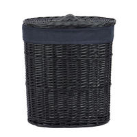 WÄSCHEKORB - Schwarz, Basics, Holz/Textil (44/30/48cm) - Ambia Home