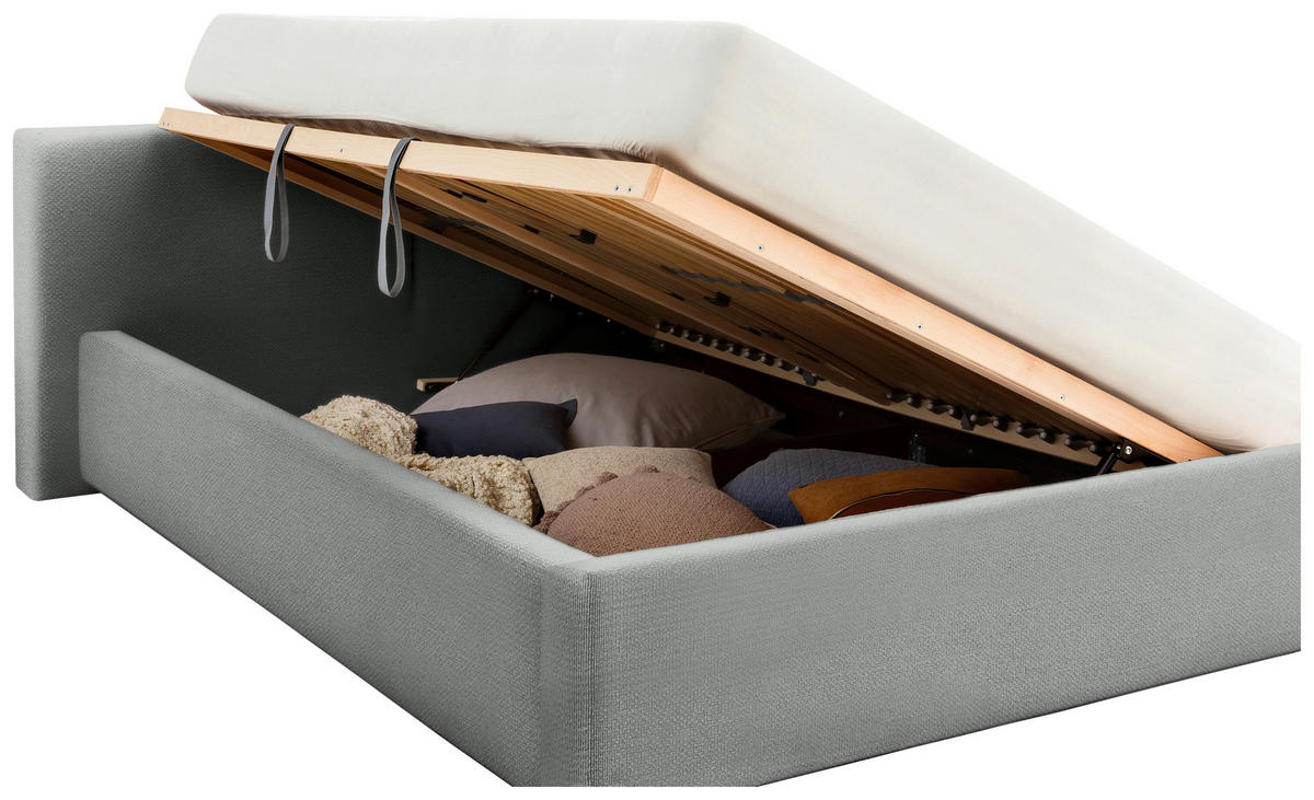POLSTERBETT Lattenrost, Bettkasten 140/200 cm  in Grau  - Grau, Basics, Holz/Textil (140/200cm) - Boxxx