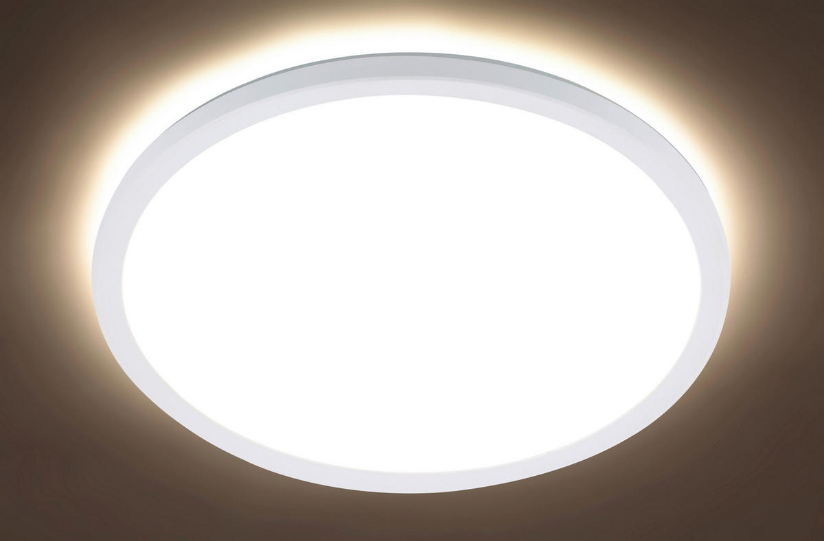 LED-DECKENLEUCHTE Giga 29,3/2,8 cm   - Weiß, Basics, Kunststoff (29,3/2,8cm) - Novel