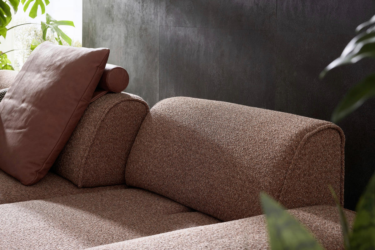 ECKSOFA Rotbraun Flachgewebe  - Rotbraun/Schwarz, Design, Textil/Metall (312/180cm) - Musterring