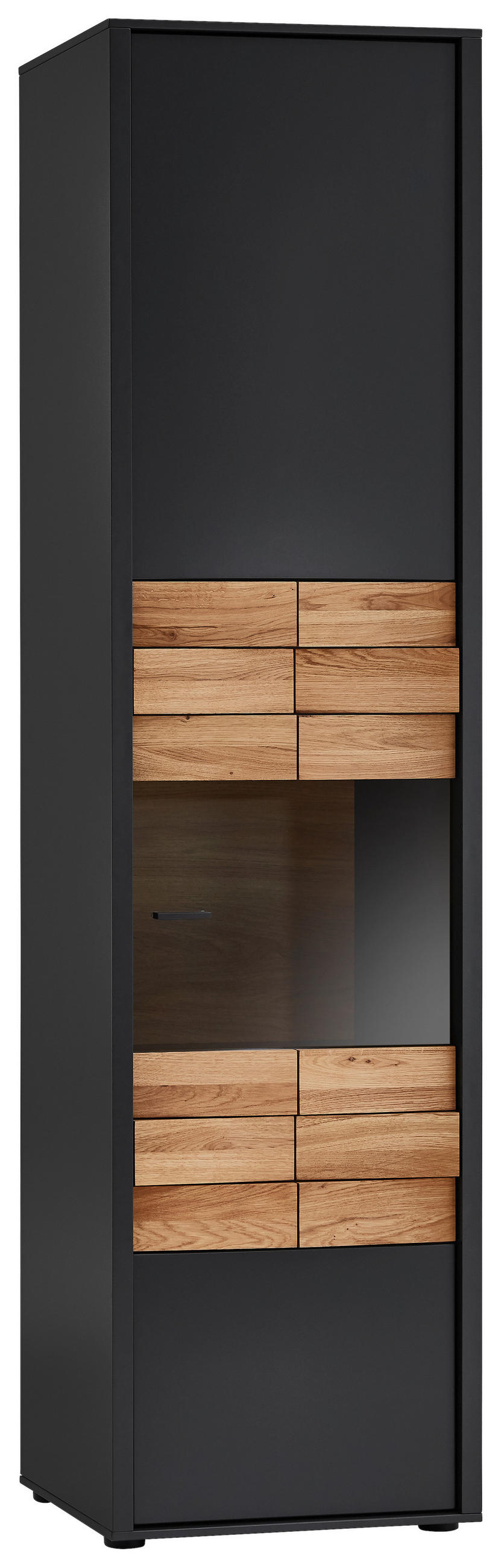 VITRINE  in massiv Eiche Grau, Eichefarben - Eichefarben/Anthrazit, Design, Glas/Holz (51/198,2/41,6cm) - Novel