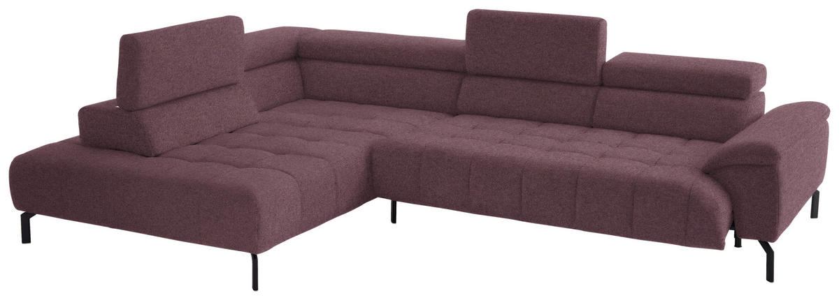 ECKSOFA in Chenille Beere  - Beere/Schwarz, Design, Textil/Metall (222/323cm) - Beldomo Style