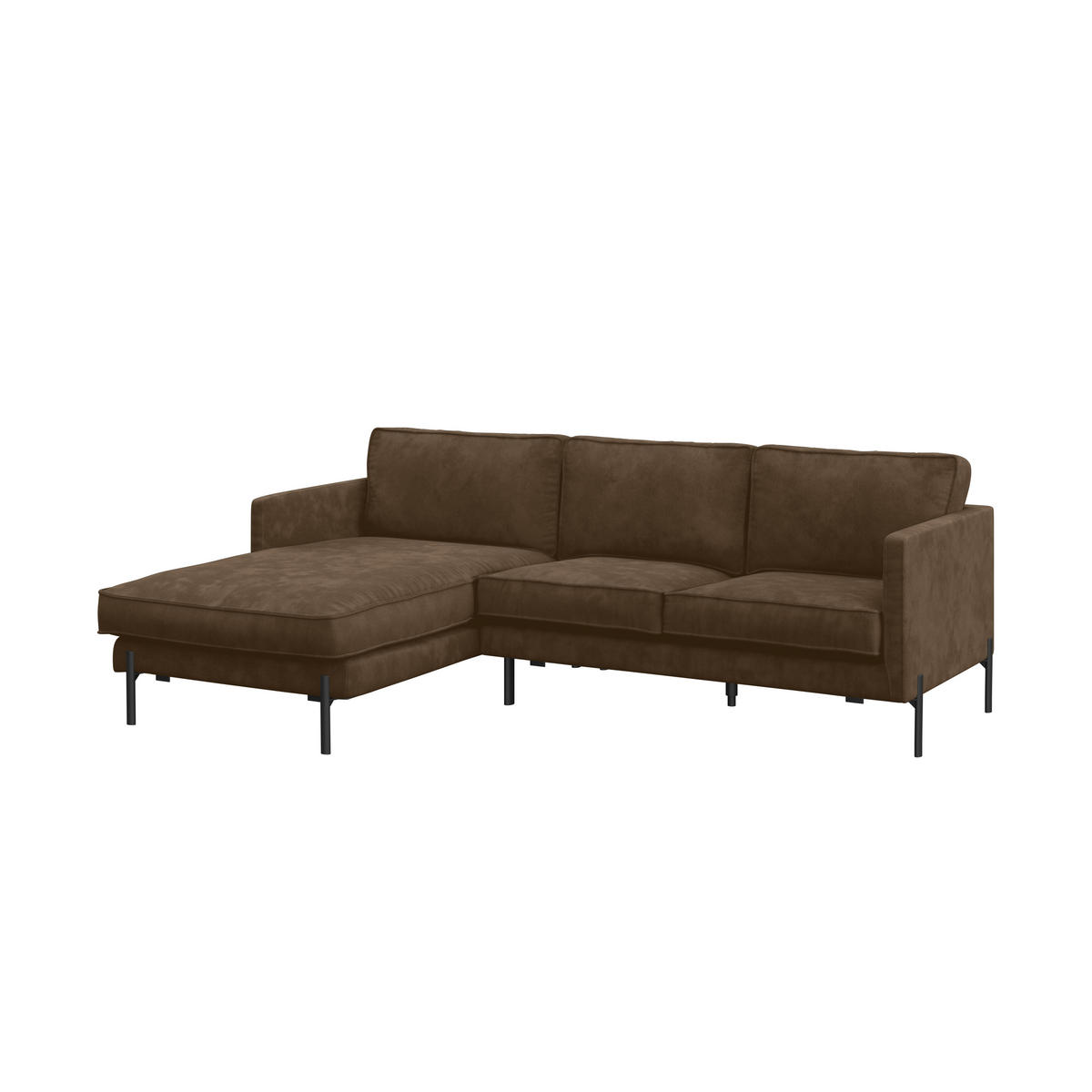 ECKSOFA in Flachgewebe Braun  - Schwarz/Braun, Trend, Textil/Metall (154/232cm) - Livetastic