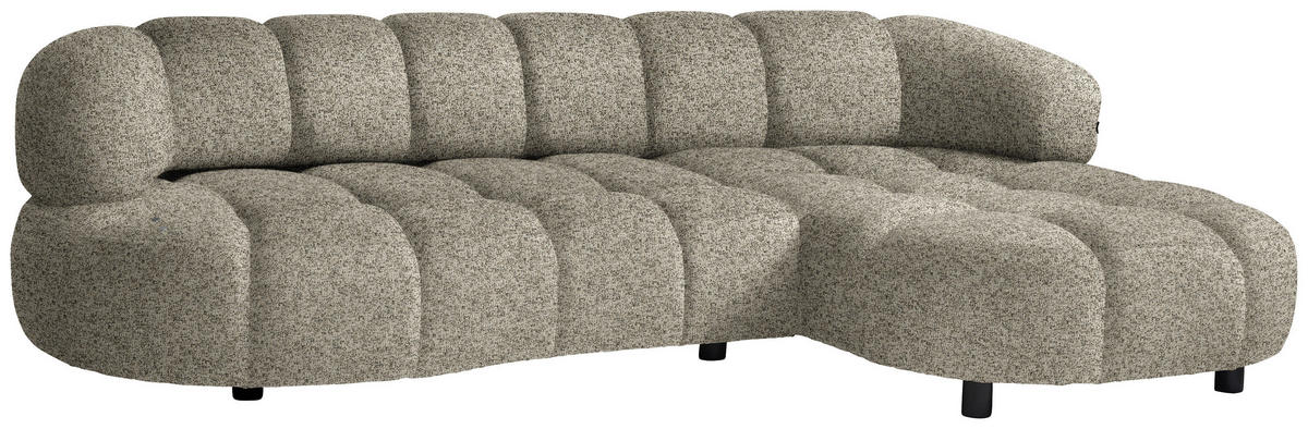 ECKSOFA Hellbraun Webstoff  - Hellbraun/Schwarz, Design, Holz/Textil (284/183cm) - Welnova
