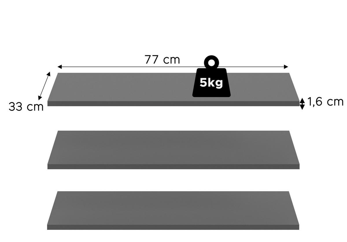 EINLEGEBODENSET 77/2/33 cm  - Anthrazit, MODERN, Holzwerkstoff (77/2/33cm) - Livetastic