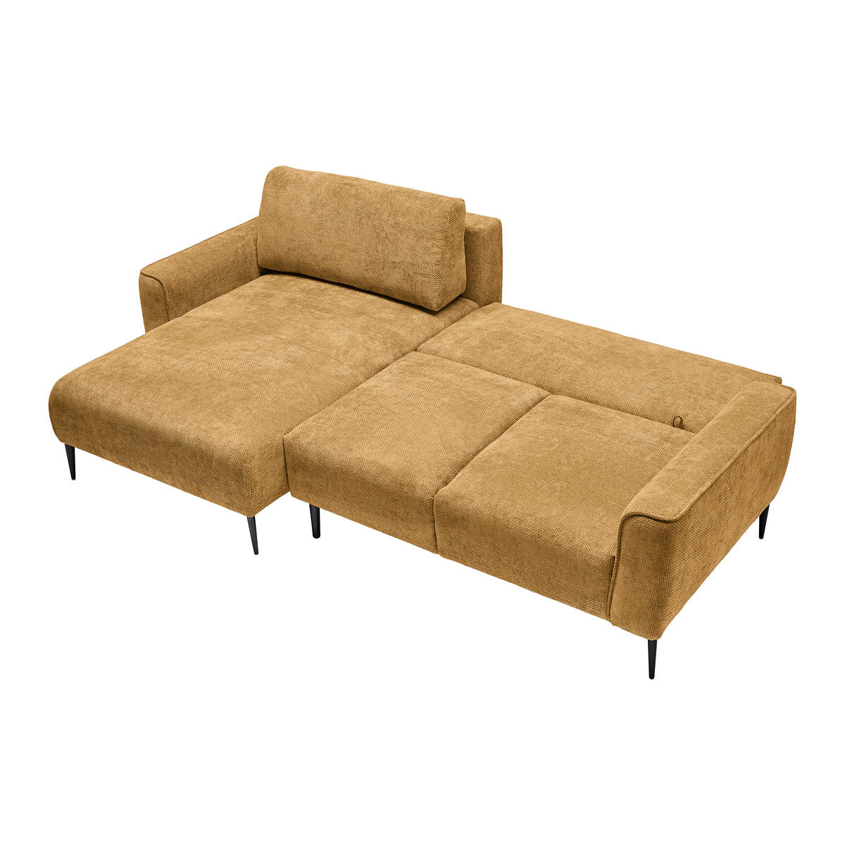 ECKSOFA in Webstoff Bernsteinfarben  - Bernsteinfarben/Schwarz, Modern, Textil/Metall (164/255cm) - MID.YOU
