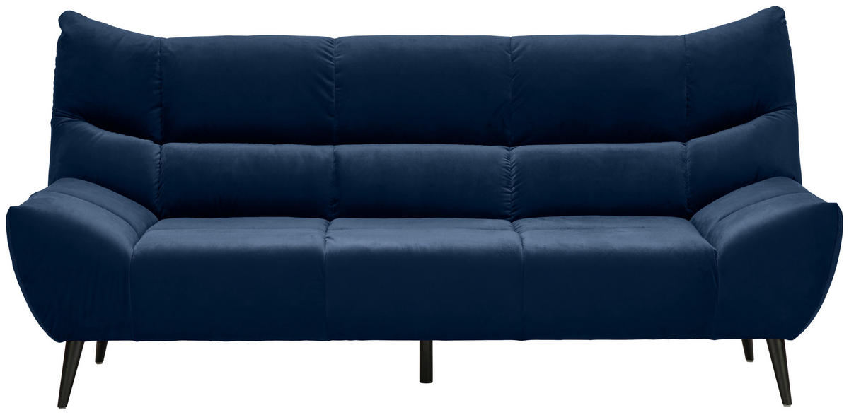 3-SITZER-SOFA in Mikrofaser Dunkelblau  - Schwarz/Dunkelblau, Design, Textil/Metall (222/106/99cm) - Xora