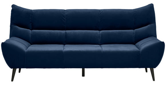 3-SITZER-SOFA Mikrofaser Dunkelblau  - Schwarz/Dunkelblau, Design, Textil/Metall (224/106/101cm) - Xora