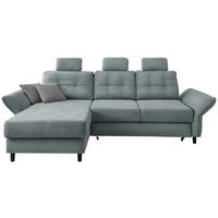 ECKSOFA in Chenille Blau  - Mintgrau/Blau, Modern, Holz/Textil (176/250-280cm) - Livetastic