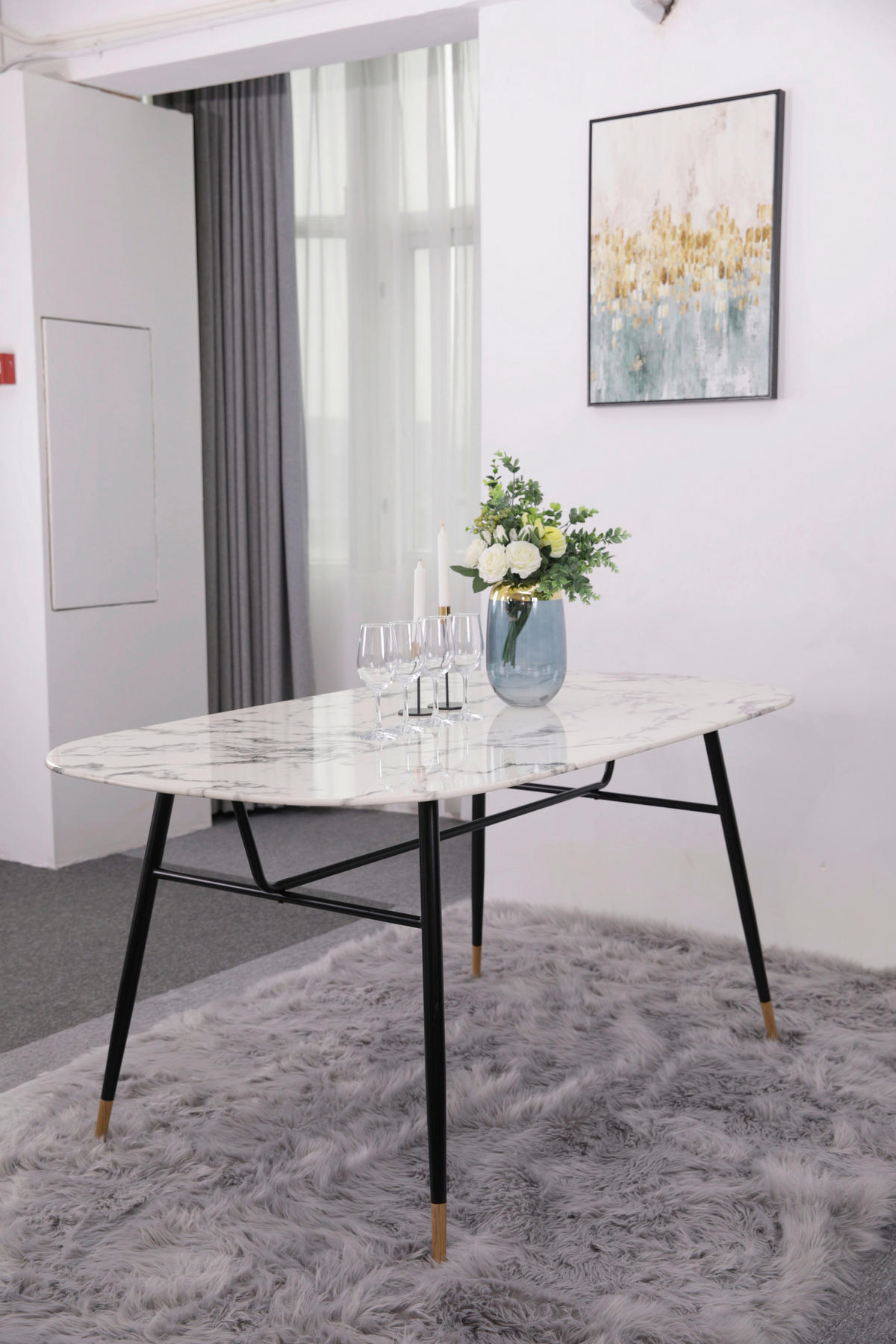 ESSTISCH in Metall, Glas 160/90/77 cm  - Schwarz/Weiß, Design, Glas/Metall (160/90/77cm) - Livetastic