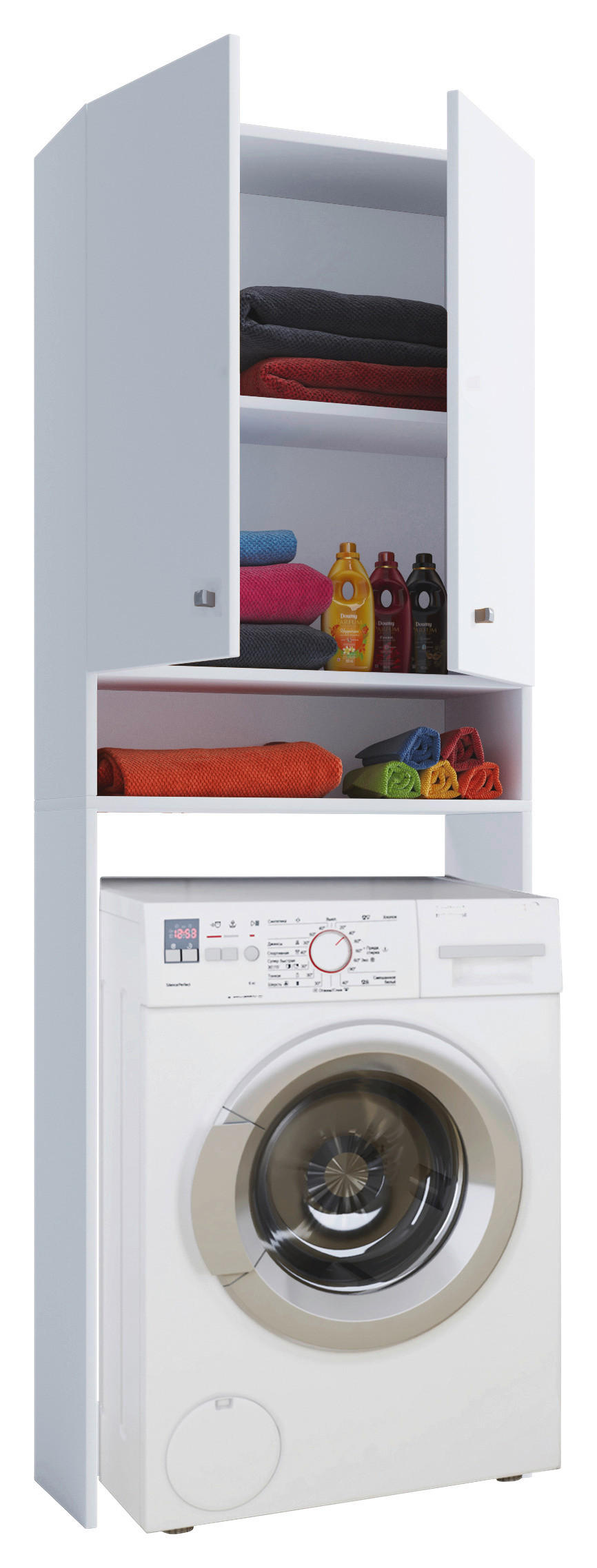 WASCHMASCHINENSCHRANK 64,2/181,7/27 cm Weiss  - Weiss/Silberfarben, Basics, Holzwerkstoff/Kunststoff (64,2/181,7/27cm) - MID.YOU