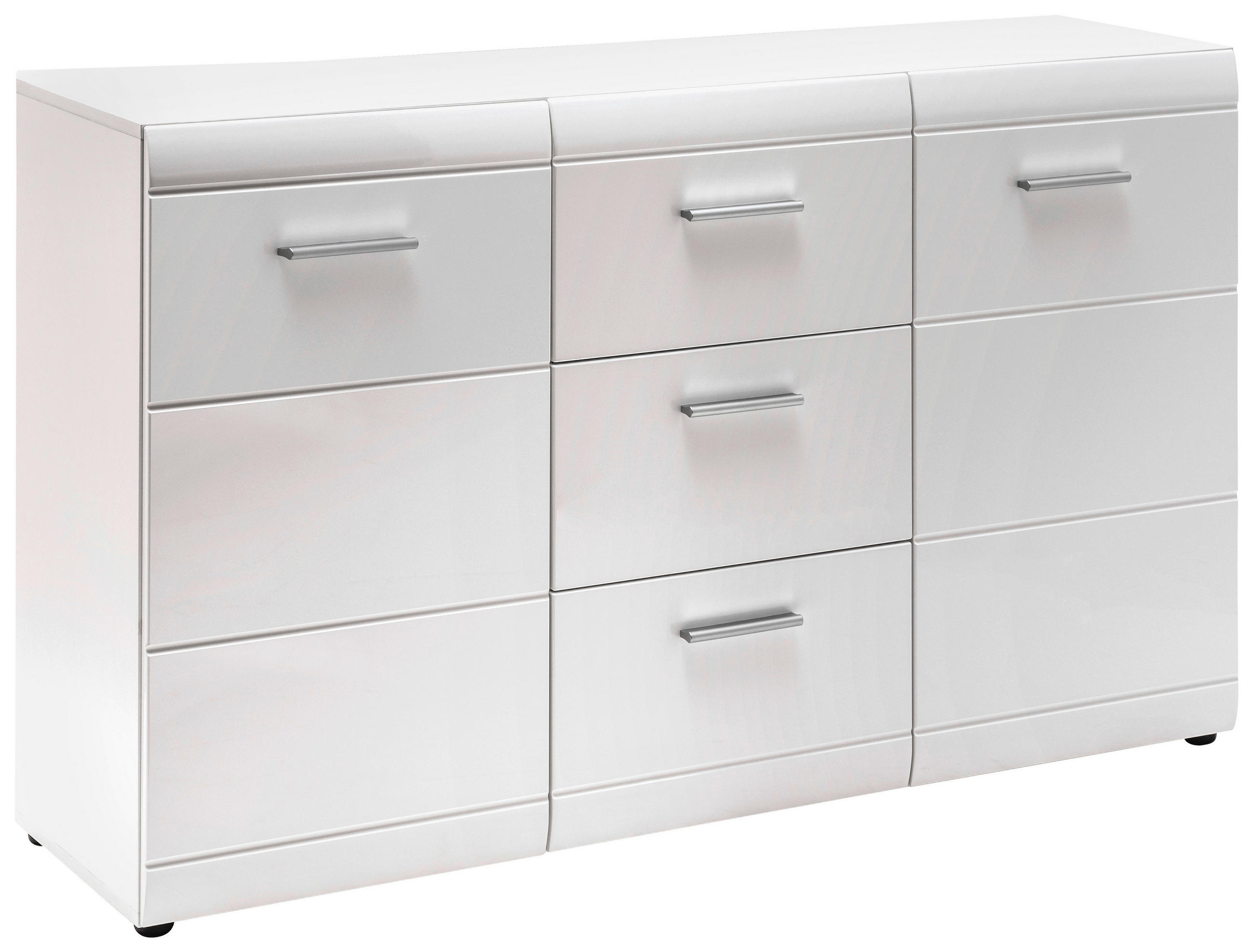 KOMODA S VRATIMA - bela/srebrna, Dizajnerski, pločasti materijal/plastika (144/86/40cm) - Carryhome