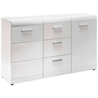 KOMODA   144/86/40 cm   bijela  - bijela/srebrne boje, Design, drvni materijal/plastika (144/86/40cm) - Xora