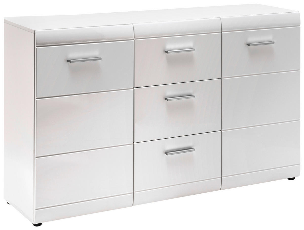 KOMODA   144/86/40 cm   bijela  - bijela/srebrne boje, Design, drvni materijal/plastika (144/86/40cm) - Xora